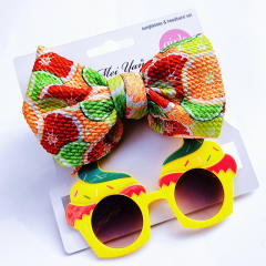 New design colorful bow headband kids sunglasses set