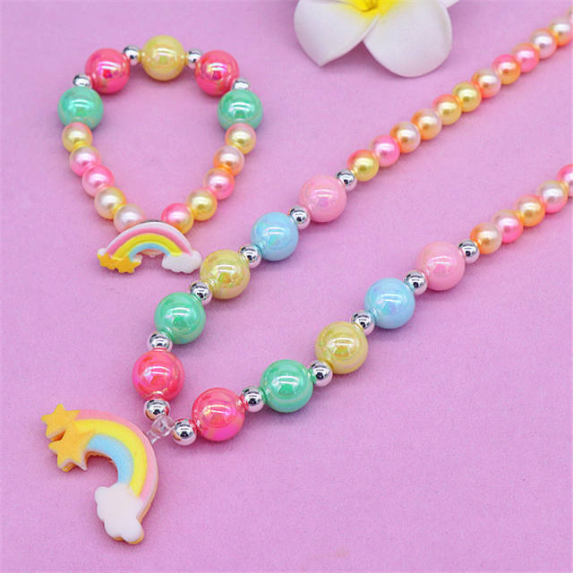 New desing sweet color bead kids jewelry set