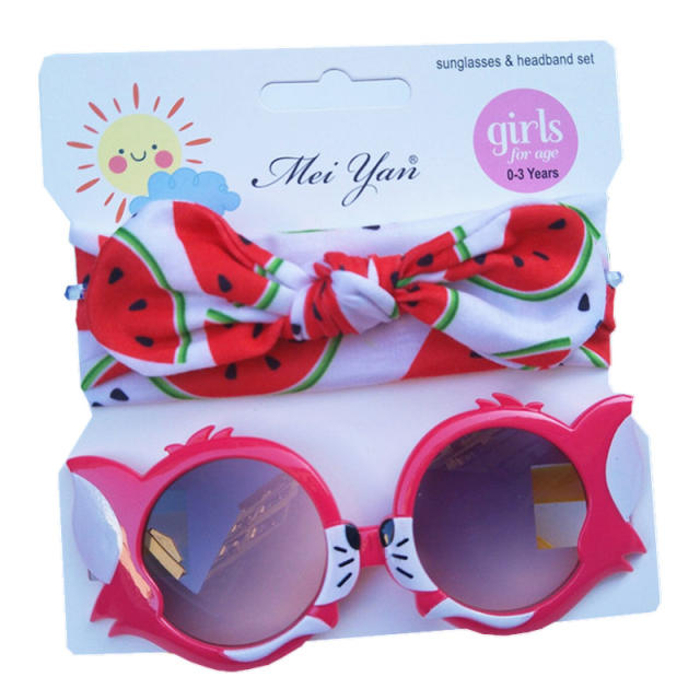 Summer design cute bunny headband kids sunglasses set