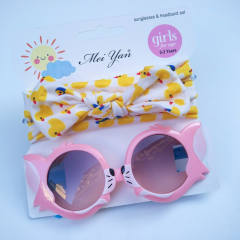 Summer design cute bunny headband kids sunglasses set