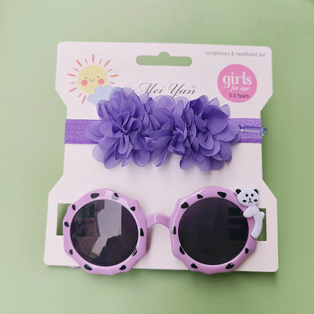 Personality sweet bow headband kids sunglasses set