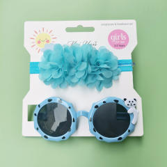 Personality sweet bow headband kids sunglasses set