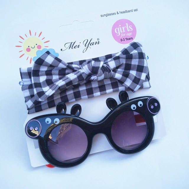 Summer design cute bunny headband kids sunglasses set