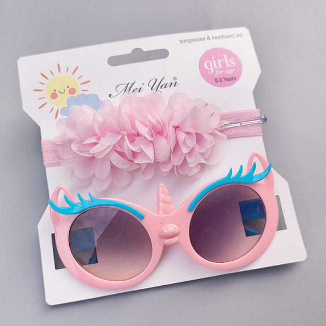 Summer design kids sunglasses headband set