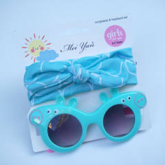 Summer design cute bunny headband kids sunglasses set