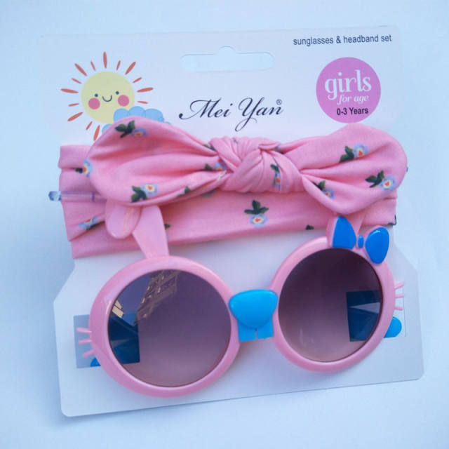 Summer design cute bunny headband kids sunglasses set