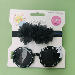 Personality sweet bow headband kids sunglasses set
