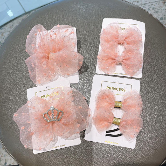 Korean fashion mesh bow hair clips for kids