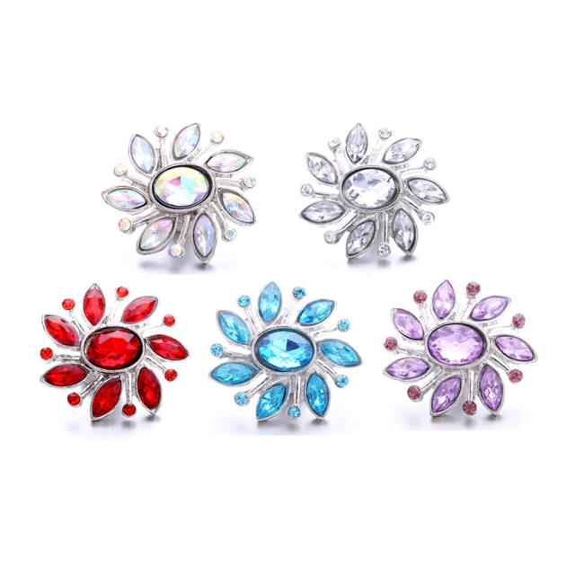 18mm colorful rhinestone flower snap jewelry
