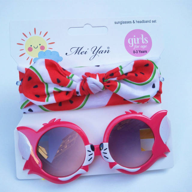 Summer design cute bunny headband kids sunglasses set
