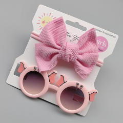 Sweet elegant design kids sunglasses bow headband set