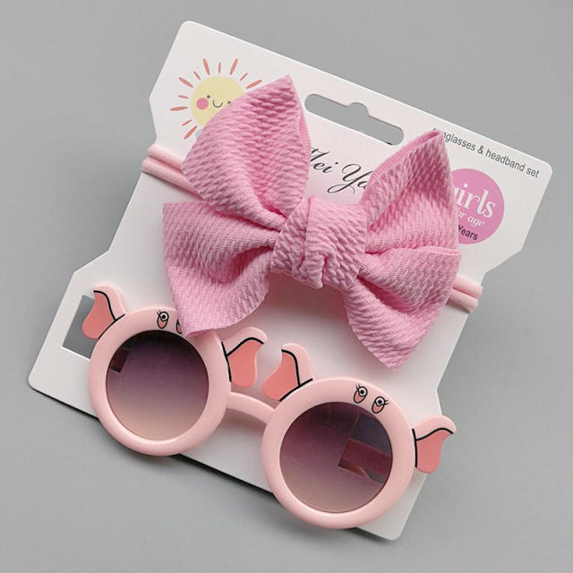 Sweet elegant design kids sunglasses bow headband set