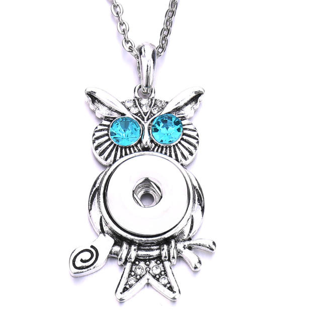 18mm vintage owl pendant snap jewelry necklace