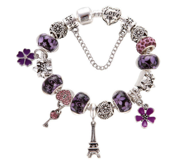 Hot sale colorful Eiffel Tower diy charm bracelet