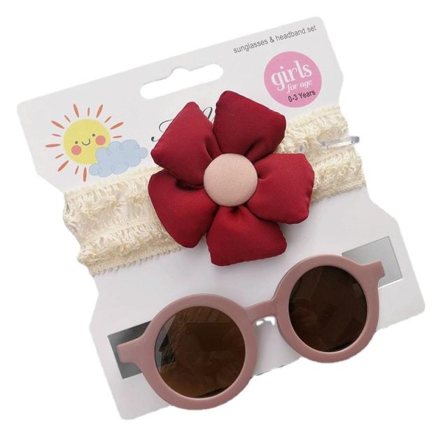 Summer design flower headband kids sunglasses set
