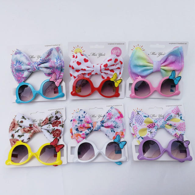 Sweet bow headband kids sunglasses set