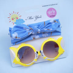 Summer design cute bunny headband kids sunglasses set