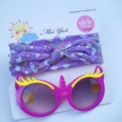 Summer design cute bunny headband kids sunglasses set