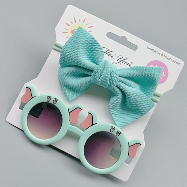 Sweet elegant design kids sunglasses bow headband set