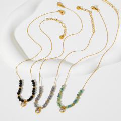Baroque bead stainless steel necklace
