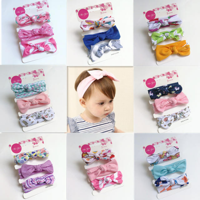3pcs sweet bow kids headband set