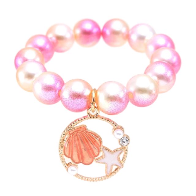 Sweet pink color acrylic bead ocean trend kids bracelet