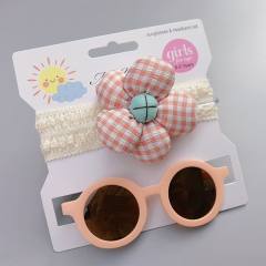 Summer design flower headband kids sunglasses set