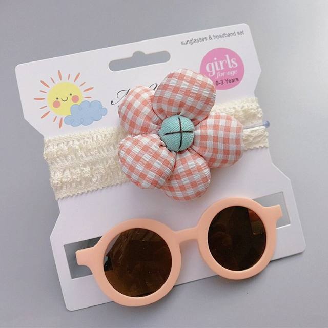 Summer design flower headband kids sunglasses set