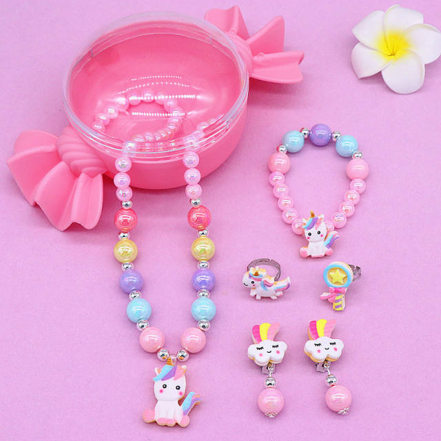 New desing sweet color bead kids jewelry set