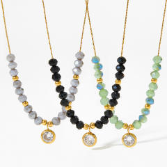 Baroque bead stainless steel necklace