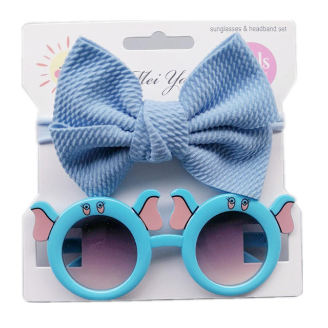 Sweet elegant design kids sunglasses bow headband set