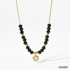 Baroque bead stainless steel necklace