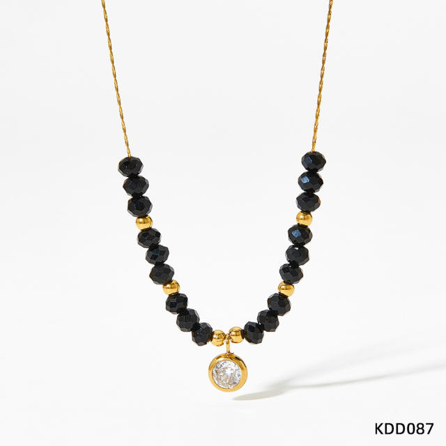 Baroque bead stainless steel necklace