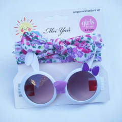 Summer design cute bunny headband kids sunglasses set