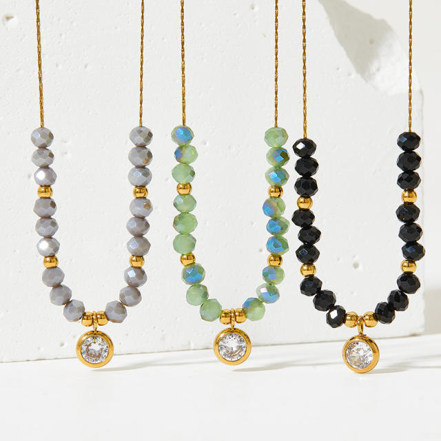 Baroque bead stainless steel necklace