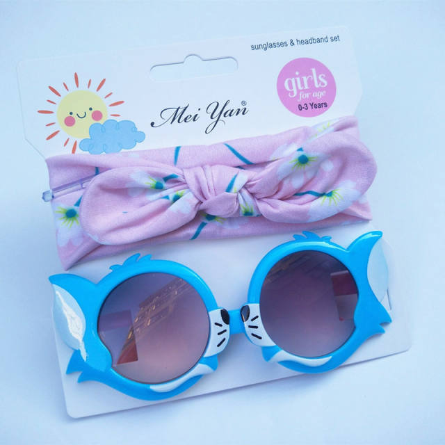 Summer design cute bunny headband kids sunglasses set