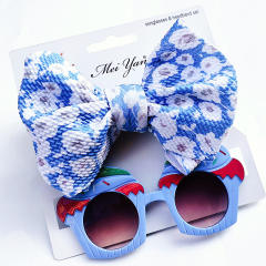 New design colorful bow headband kids sunglasses set