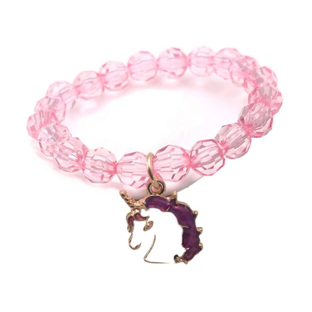 Hot sale unicorn charm clear acrylic bead kids bracelet