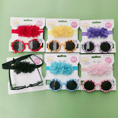 Personality sweet bow headband kids sunglasses set