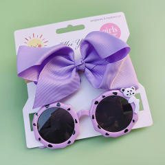 Personality sweet bow headband kids sunglasses set