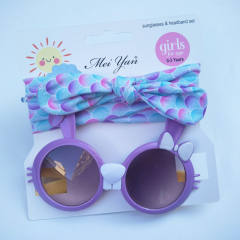Summer design cute bunny headband kids sunglasses set