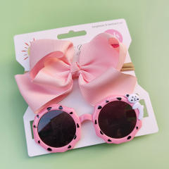 Personality sweet bow headband kids sunglasses set
