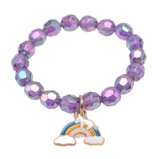 Rainbow unicorn charm acrylic bead kids bracelet