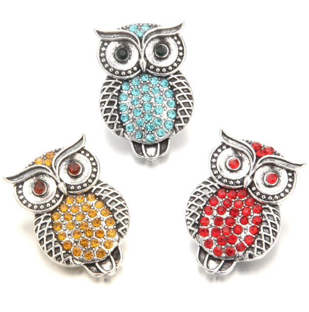 18mm rhinestone owl snap jewelry