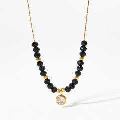 Baroque bead stainless steel necklace