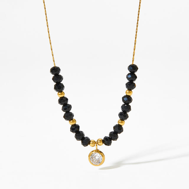 Baroque bead stainless steel necklace