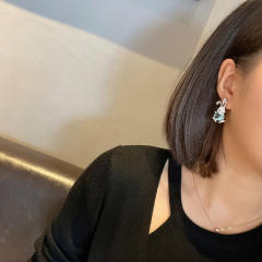 925 needle luxury pave setting cubic zircon rabbit studs earrings