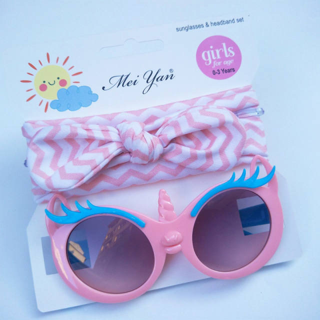 Summer design cute bunny headband kids sunglasses set
