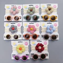Summer design flower headband kids sunglasses set
