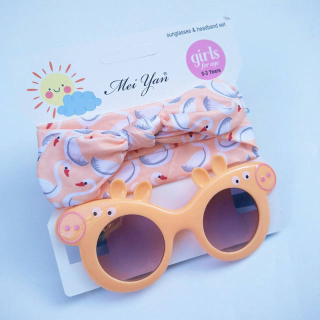 Summer design cute bunny headband kids sunglasses set